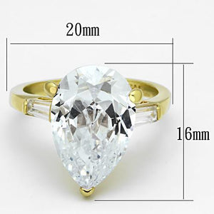 LOAS867 - Gold 925 Sterling Silver Ring with AAA Grade CZ  in Clear