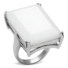 Load image into Gallery viewer, LOAS868 - Rhodium 925 Sterling Silver Ring with Synthetic Synthetic Glass in White