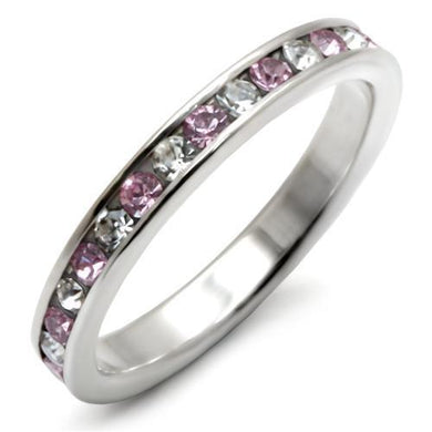 LOAS911 - High-Polished 925 Sterling Silver Ring with Top Grade Crystal  in Light Amethyst