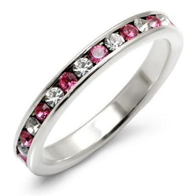 LOAS913 - High-Polished 925 Sterling Silver Ring with Top Grade Crystal  in Rose