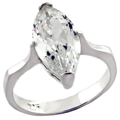 LOAS980 - High-Polished 925 Sterling Silver Ring with AAA Grade CZ  in Clear