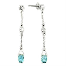 Load image into Gallery viewer, LOS001 - Rhodium 925 Sterling Silver Earrings with Genuine Stone  in London Blue