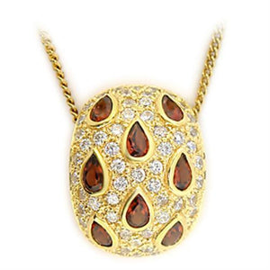 LOS008 - Gold 925 Sterling Silver Pendant with Genuine Stone  in Garnet - Pendant Only
