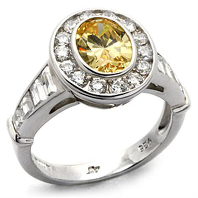 LOS031 - Rhodium 925 Sterling Silver Ring with AAA Grade CZ  in Topaz