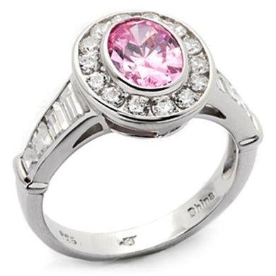 LOS044 - Rhodium 925 Sterling Silver Ring with AAA Grade CZ  in Rose