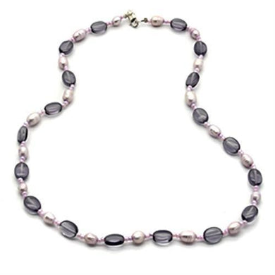 LOS066 - Silver 925 Sterling Silver Necklace with Synthetic Synthetic Glass in Amethyst