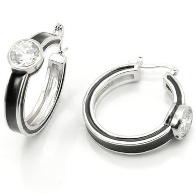 LOS173 - Rhodium 925 Sterling Silver Earrings with AAA Grade CZ  in Clear