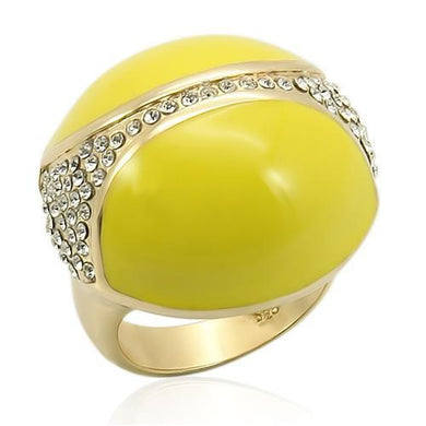LOS184 - Gold 925 Sterling Silver Ring with Top Grade Crystal  in Clear