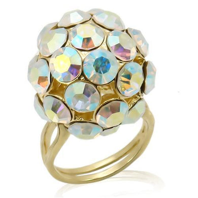 LOS189 - Gold 925 Sterling Silver Ring with Top Grade Crystal  in White
