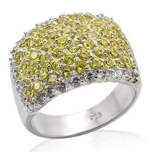 LOS204 - Rhodium 925 Sterling Silver Ring with AAA Grade CZ  in Topaz