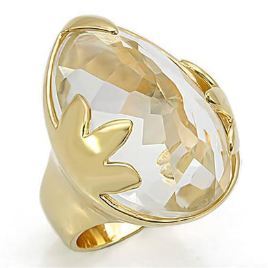 LOS206 - Gold 925 Sterling Silver Ring with Genuine Stone  in Clear
