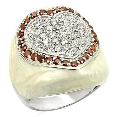 LOS211 - Rhodium 925 Sterling Silver Ring with AAA Grade CZ  in Garnet