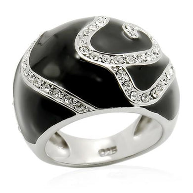 LOS212 - Rhodium 925 Sterling Silver Ring with Top Grade Crystal  in Clear