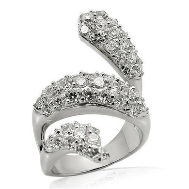 LOS219 - Rhodium 925 Sterling Silver Ring with AAA Grade CZ  in Clear