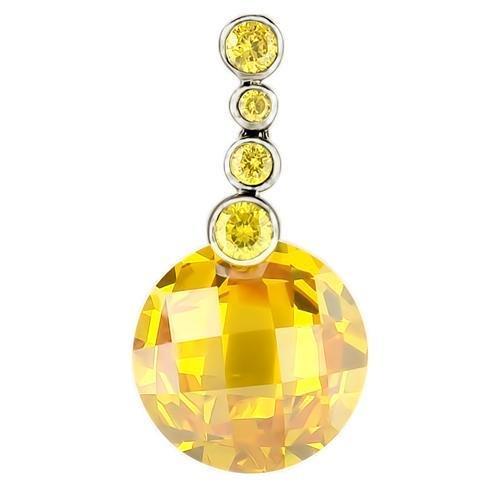 LOS239 - Rhodium 925 Sterling Silver Pendant with AAA Grade CZ  in Topaz