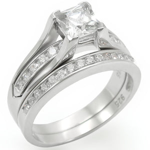 LOS256 - Rhodium 925 Sterling Silver Ring with AAA Grade CZ  in Clear