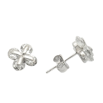 LOS305 - Rhodium 925 Sterling Silver Earrings with AAA Grade CZ  in Clear