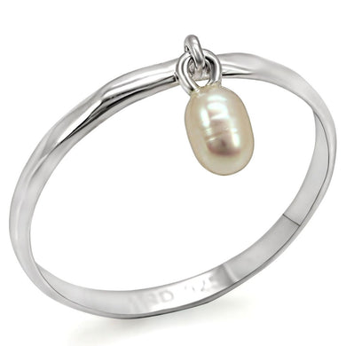 LOS317 - Silver 925 Sterling Silver Ring with Semi-Precious Pearl in White