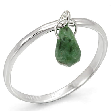 LOS322 - Silver 925 Sterling Silver Ring with Genuine Stone  in Emerald
