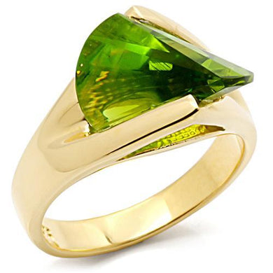 LOS398 - Gold 925 Sterling Silver Ring with Synthetic Spinel in Peridot