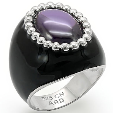 LOS406 - Silver 925 Sterling Silver Ring with AAA Grade CZ  in Amethyst