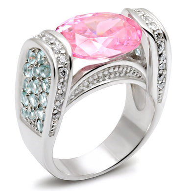 LOS488 - Silver 925 Sterling Silver Ring with AAA Grade CZ  in Rose