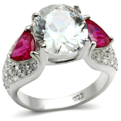 LOS531 Rhodium 925 Sterling Silver Ring with AAA Grade CZ in Ruby
