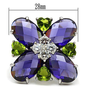 Flynn Cocktail Ring - 925 Sterling Silver, AAA CZ , Multi Color - LOS534