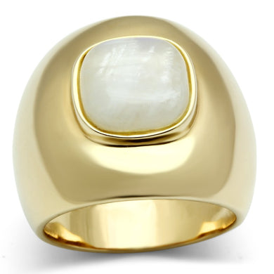 LOS544 - Gold 925 Sterling Silver Ring with Semi-Precious Moon Stone in White