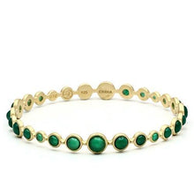 Load image into Gallery viewer, LOS550 - Matte Gold 925 Sterling Silver Bangle with Semi-Precious Onyx in Emerald