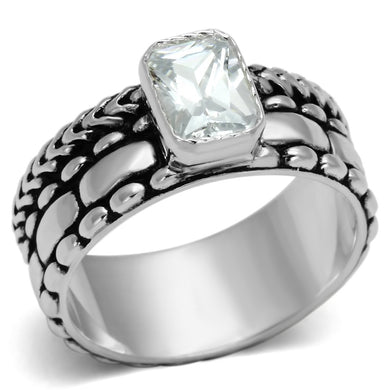 LOS553 - Silver 925 Sterling Silver Ring with AAA Grade CZ  in Clear