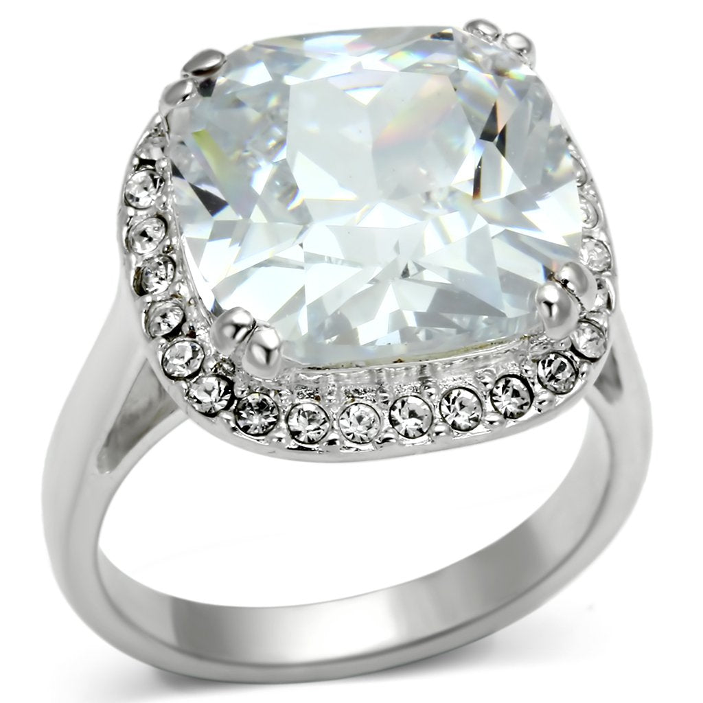 LOS561 - Silver 925 Sterling Silver Ring with AAA Grade CZ  in Clear