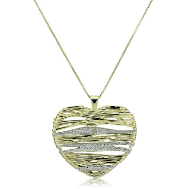 LOS599 - Gold+Rhodium 925 Sterling Silver Necklace with AAA Grade CZ  in Clear