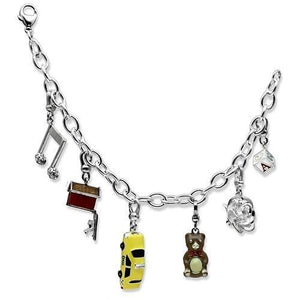LOS604 - Silver 925 Sterling Silver Bracelet with Top Grade Crystal  in Clear