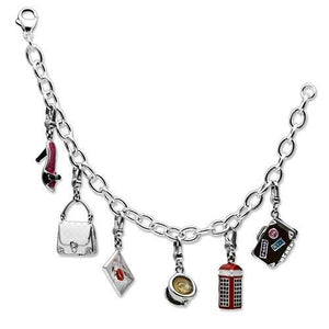 LOS607 - Silver 925 Sterling Silver Bracelet with Epoxy  in Multi Color