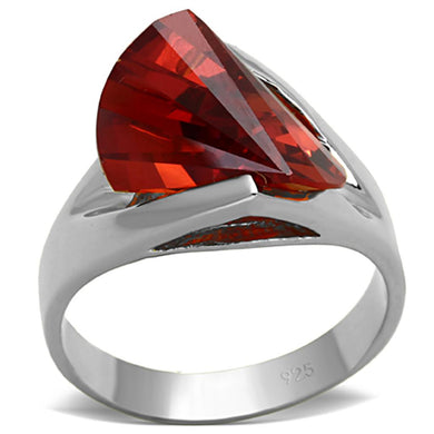 LOS640 - Silver 925 Sterling Silver Ring with AAA Grade CZ  in Garnet