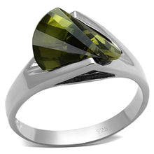 Load image into Gallery viewer, LOS654 - Rhodium 925 Sterling Silver Ring with AAA Grade CZ  in Olivine color