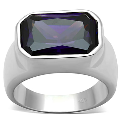 LOS672 - Silver 925 Sterling Silver Ring with AAA Grade CZ  in Amethyst