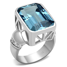 Load image into Gallery viewer, LOS679 - Silver 925 Sterling Silver Ring with Synthetic Spinel in Sea Blue