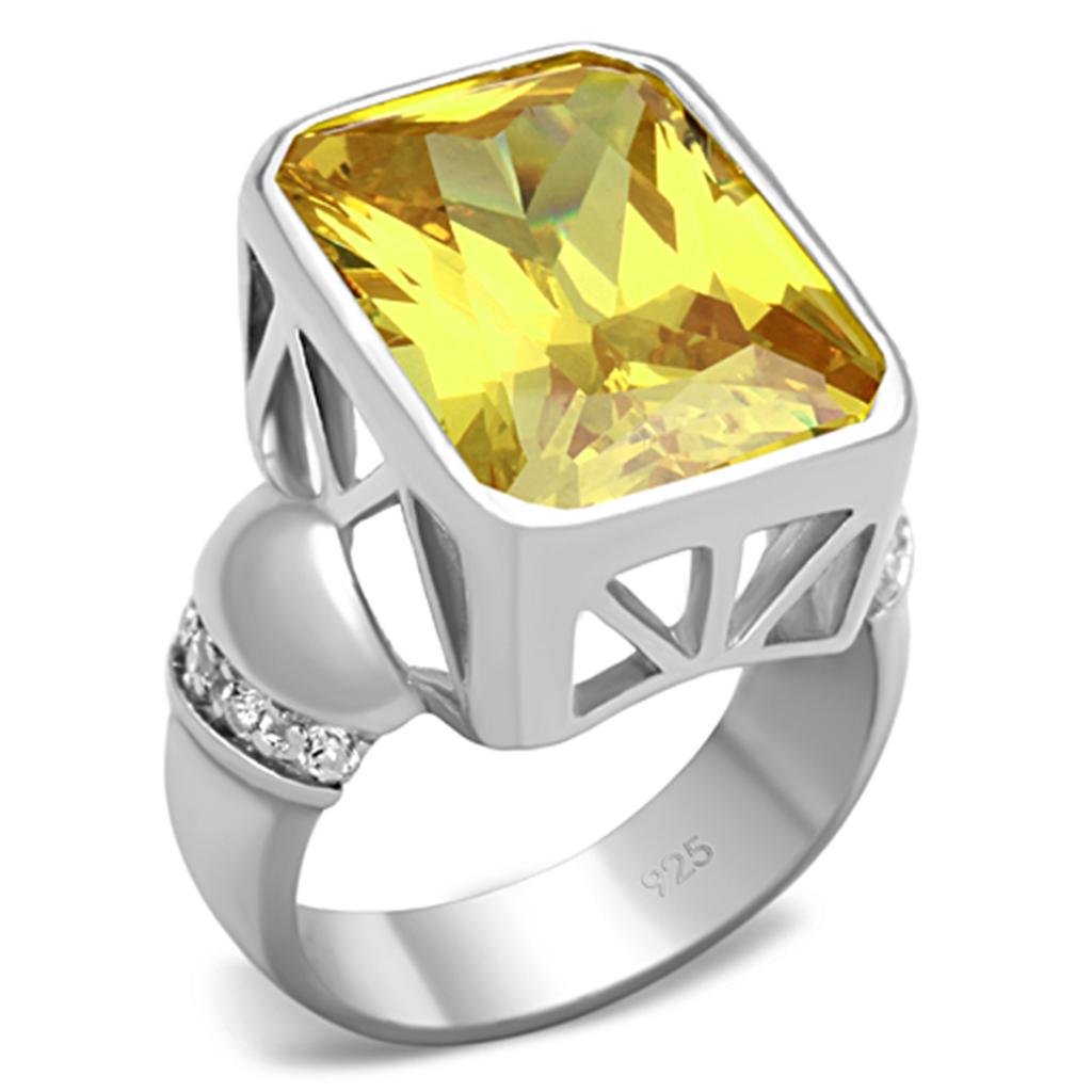 LOS680 - Silver 925 Sterling Silver Ring with AAA Grade CZ  in Topaz