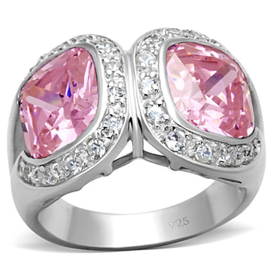 LOS697 - Silver 925 Sterling Silver Ring with AAA Grade CZ  in Rose