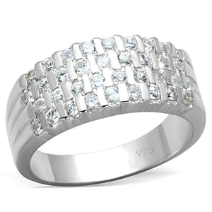 LOS707 - Silver 925 Sterling Silver Ring with AAA Grade CZ  in Clear