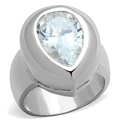 LOS740 - Silver 925 Sterling Silver Ring with AAA Grade CZ  in Clear