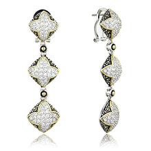 Load image into Gallery viewer, LOS777 - Reverse Two-Tone 925 Sterling Silver Earrings with AAA Grade CZ  in Clear