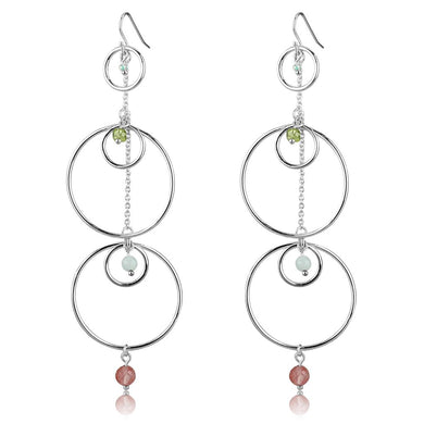 LOS789 - Silver 925 Sterling Silver Earrings with Synthetic Jade in Multi Color