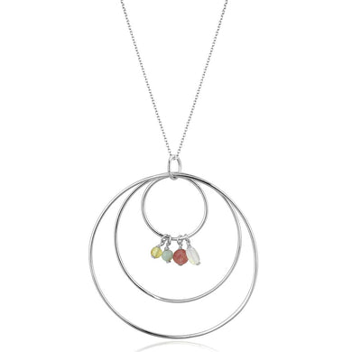LOS795 - Silver 925 Sterling Silver Necklace with Synthetic Jade in Multi Color
