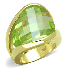 Load image into Gallery viewer, LOS823 - Gold 925 Sterling Silver Ring with Synthetic Synthetic Glass in Apple Green color