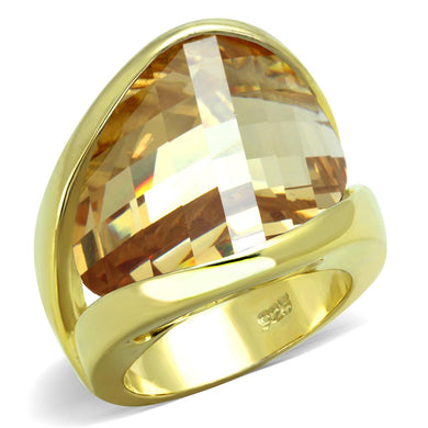 LOS824 - Gold 925 Sterling Silver Ring with AAA Grade CZ  in Champagne