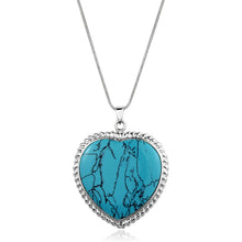 Load image into Gallery viewer, LOS861 - Silver 925 Sterling Silver Necklace with Synthetic Turquoise in Sea Blue