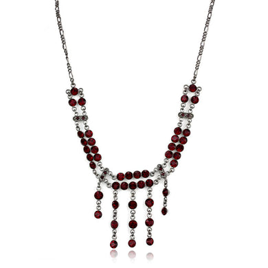 LOS865 - Ruthenium 925 Sterling Silver Necklace with Top Grade Crystal  in Siam